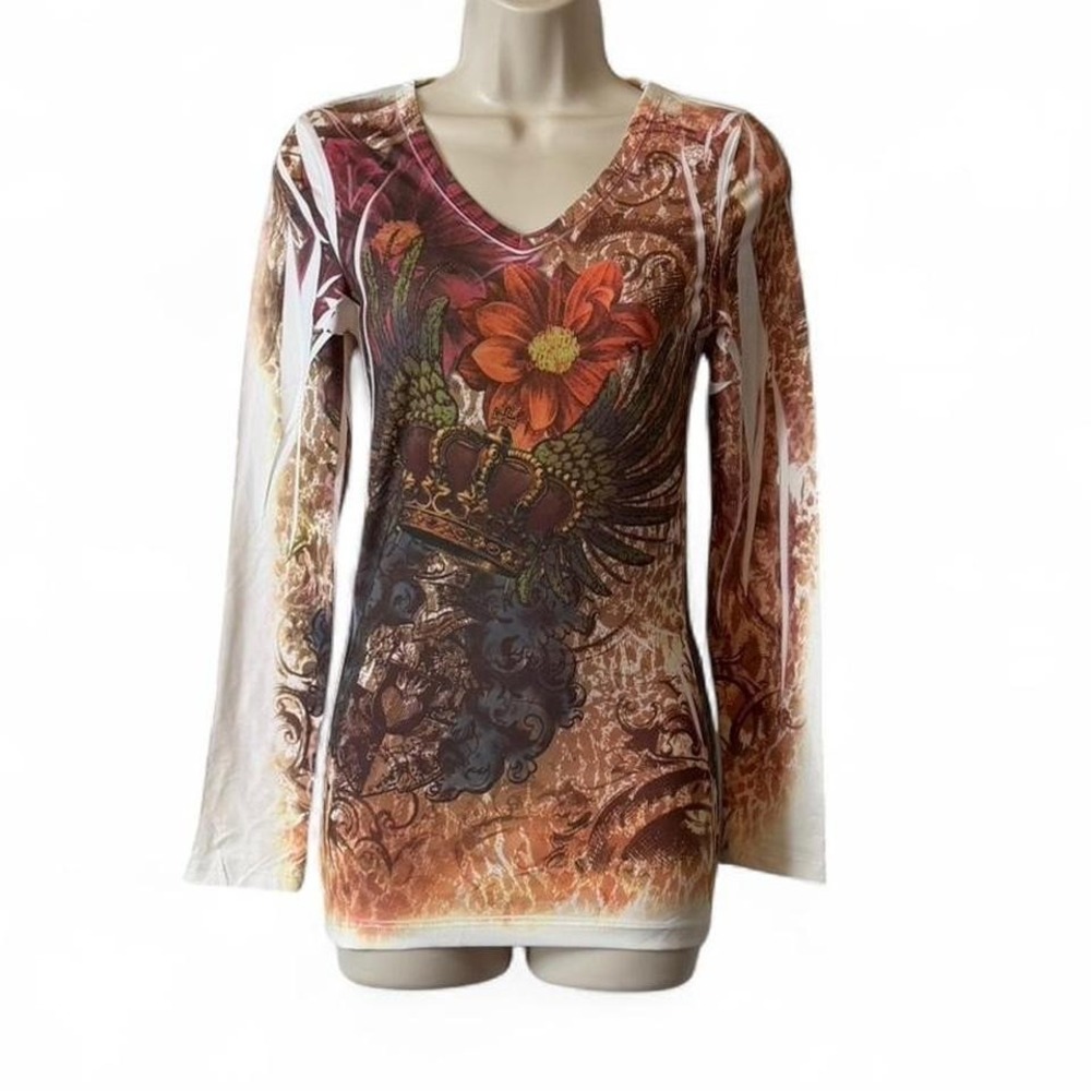 Y2K Printed Long Sleeve Top‎